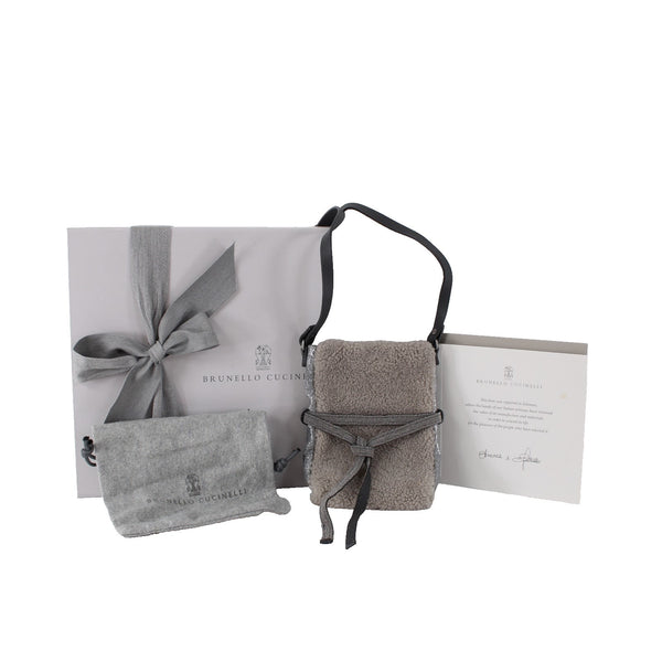 Brunello Cucinelli Purse 5 x 7 x 1 Gray Silver Metallic With Box Crossbody Purse