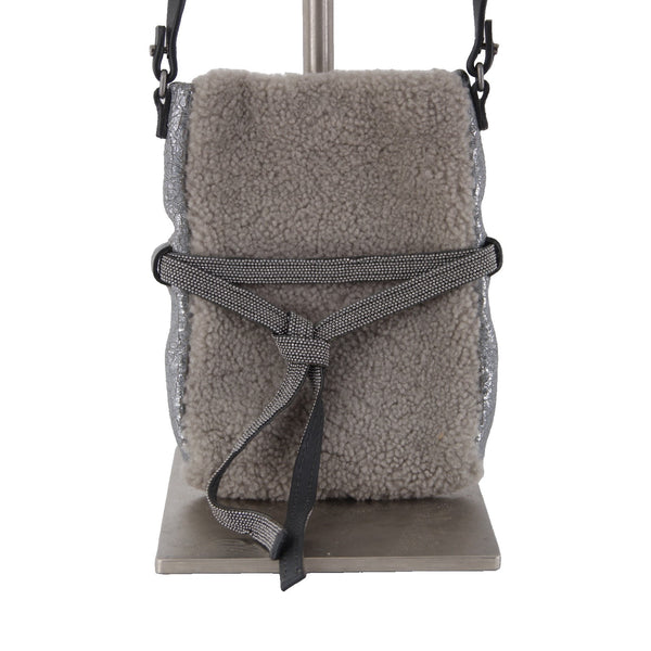Brunello Cucinelli Purse 5 x 7 x 1 Gray Silver Metallic With Box Crossbody Purse