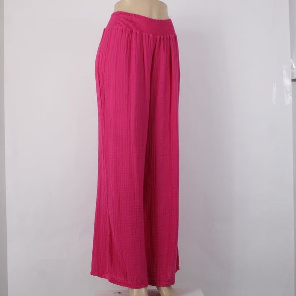 Michael Stars Pant NEW $136 Sz L x 31 Magenta Pink Double Gauze Wide Leg Pant