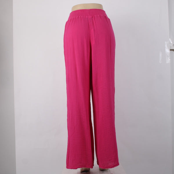 Michael Stars Pant NEW $136 Sz L x 31 Magenta Pink Double Gauze Wide Leg Pant