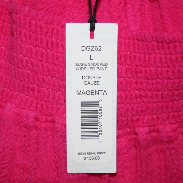 Michael Stars Pant NEW $136 Sz L x 31 Magenta Pink Double Gauze Wide Leg Pant