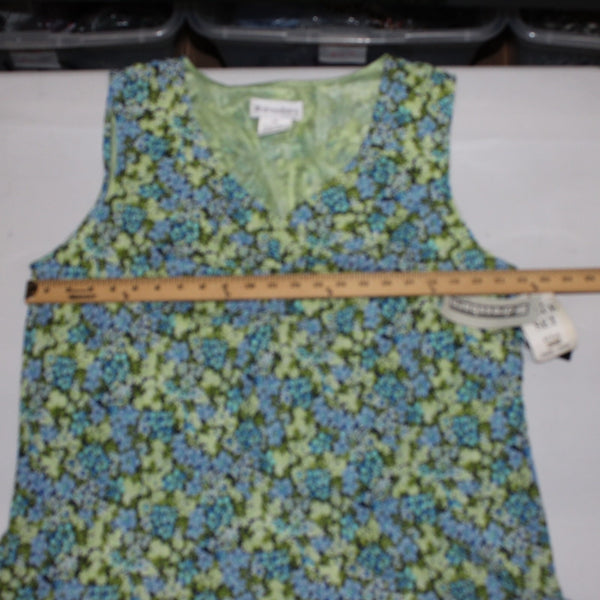 Dress Barn Woman Dress Sz 22W Green Blue Multicolor Floral Lined 100% Poly Dress