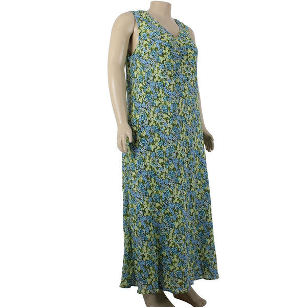 Dress Barn Woman Dress Sz 22W Green Blue Multicolor Floral Lined 100% Poly Dress