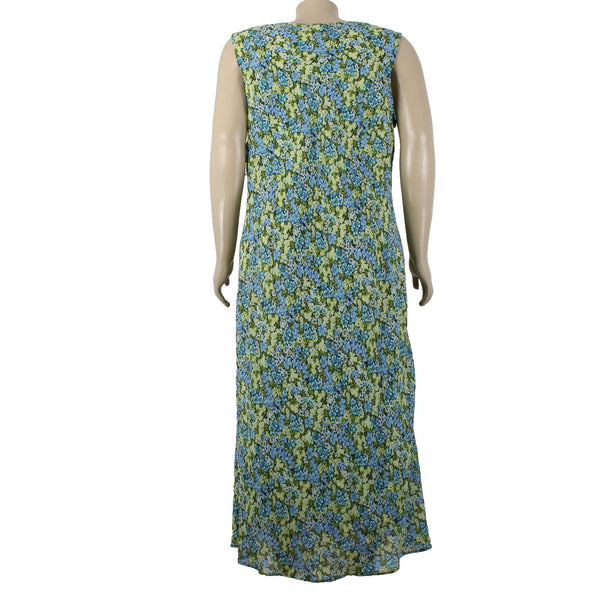 Dress Barn Woman Dress Sz 22W Green Blue Multicolor Floral Lined 100% Poly Dress