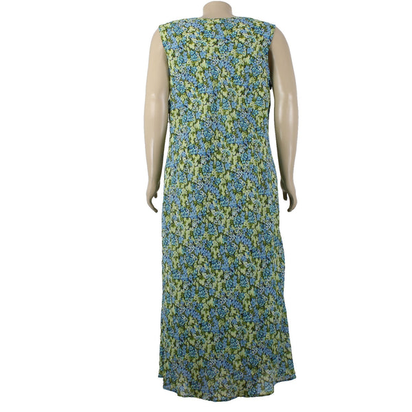 Dress Barn Woman Dress Sz 22W Green Blue Multicolor Floral Lined 100% Poly Dress