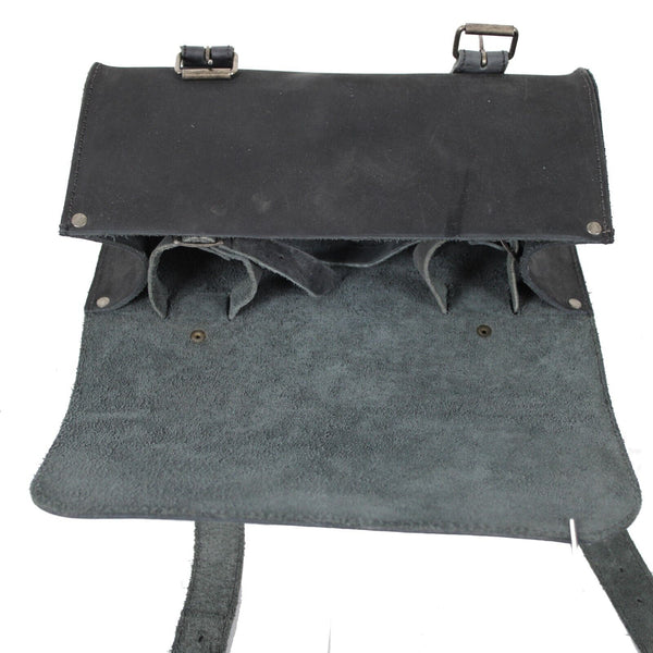 Hide And Drink 11 X 6 X 3 Charcoal Black Buckle Clutch 100% Leather Purse