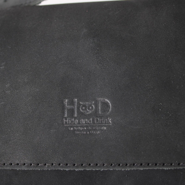 Hide And Drink 11 X 6 X 3 Charcoal Black Buckle Clutch 100% Leather Purse