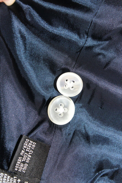 Ellen Tracy NEW $269 Sz 8 Navy Blue Polished Cotton Linen Lined Jacket