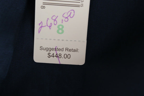 Ellen Tracy NEW $269 Sz 8 Navy Blue Polished Cotton Linen Lined Jacket