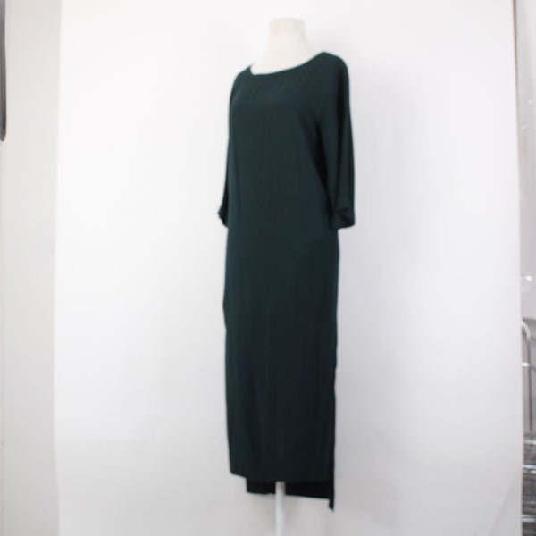 Holding Horses Dress Sz S Dark Green 3/4 Sleeve Hi Lo 100% Rayon Long Dress