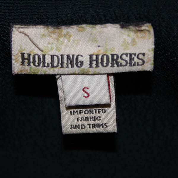 Holding Horses Dress Sz S Dark Green 3/4 Sleeve Hi Lo 100% Rayon Long Dress