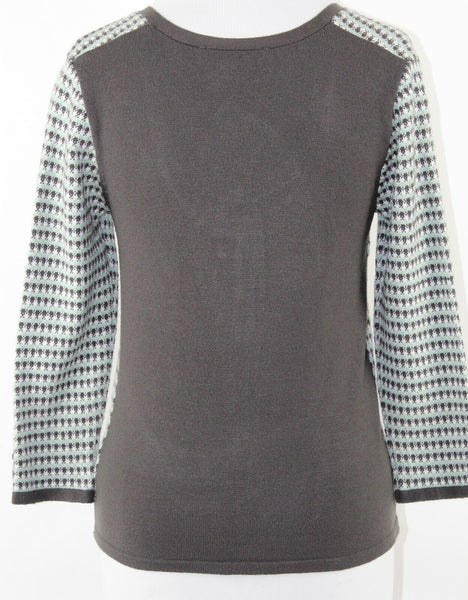 Jones Wear Sz MP Brown White Mint Button Up Acrylic Blend Cardigan Sweater