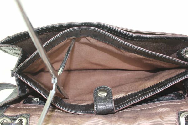 BCBGMAXAzria Black White Sequin Croco Emboss Leather Crossbody Clutch Purse