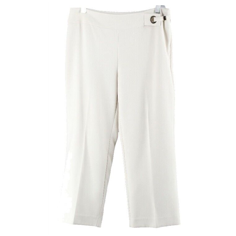 Chicos Sz 0 X 24 Beige Crop Side Zipper Poly Blend Crop Capri Pant