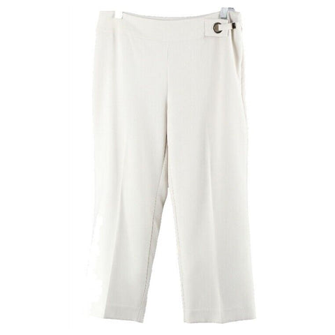 Chicos Sz 0 X 24 Beige Crop Side Zipper Poly Blend Crop Capri Pant