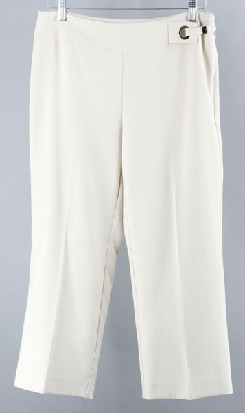 Chicos Sz 0 X 24 Beige Crop Side Zipper Poly Blend Crop Capri Pant