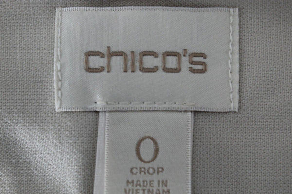 Chicos Sz 0 X 24 Beige Crop Side Zipper Poly Blend Crop Capri Pant