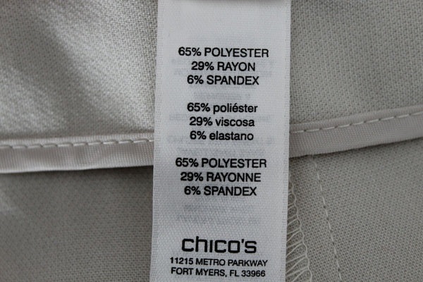 Chicos Sz 0 X 24 Beige Crop Side Zipper Poly Blend Crop Capri Pant