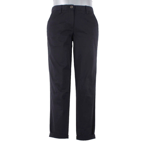 Talbots Sz 2 x 26.5 Black Cuffed Slim Girlfriend Chino Cotton Blend Pant