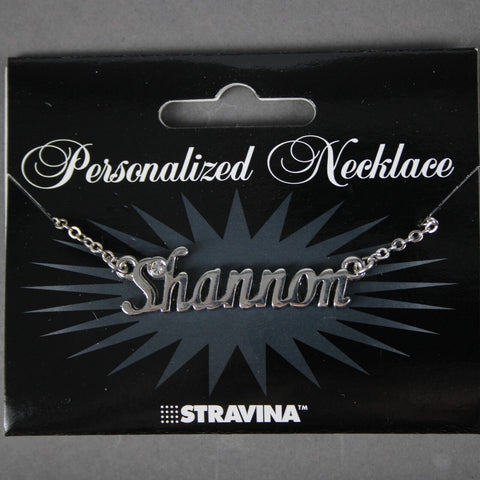 SHANNON NEW Name Silvertone Rhinestone 14.5" w 4.5" Multi Ring Extender Necklace