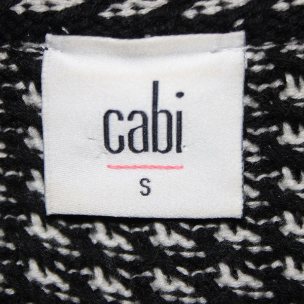 Cabi Sweater Sz S Black White Turtleneck Open Back Overlap 100% Cotton Sweater