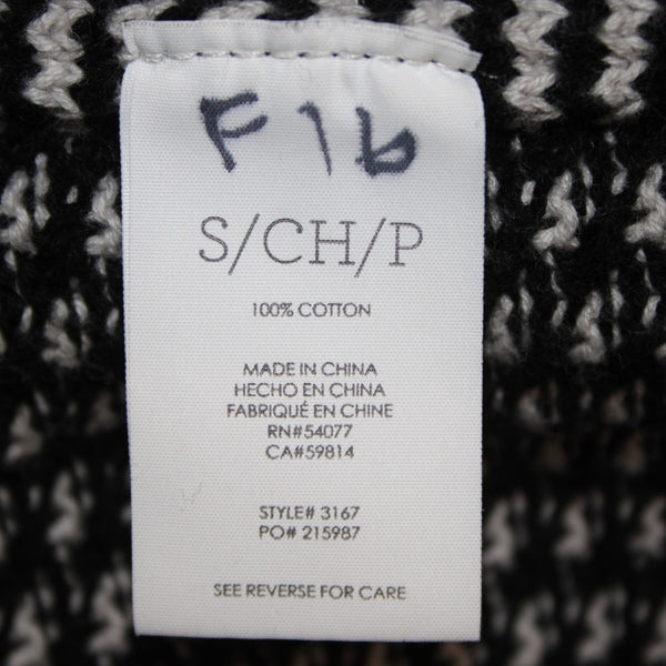 Cabi Sweater Sz S Black White Turtleneck Open Back Overlap 100% Cotton Sweater