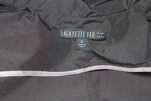 Lafayette 148 Sz 6 Black 2 Snap Partially Lined 100% Polyester Blazer Jacket