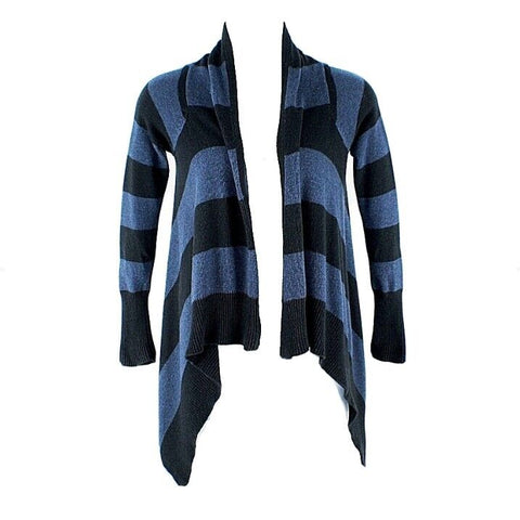 Mossimo Sz XS Black Navy Striped LS Open Cotton Rayon Nylon Wool Cardigan