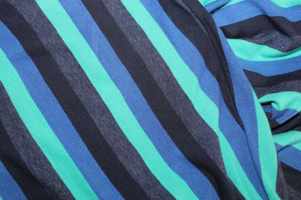 Matty M Sz S Navy Blue Aqua Multi Stripe Long Rayon Spandex Long Skirt
