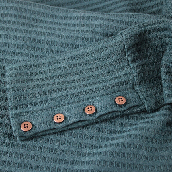 Cha Sor NEW Lush Sz M Teal Blue Long Sleeve Button Detail Poly Rayon Top