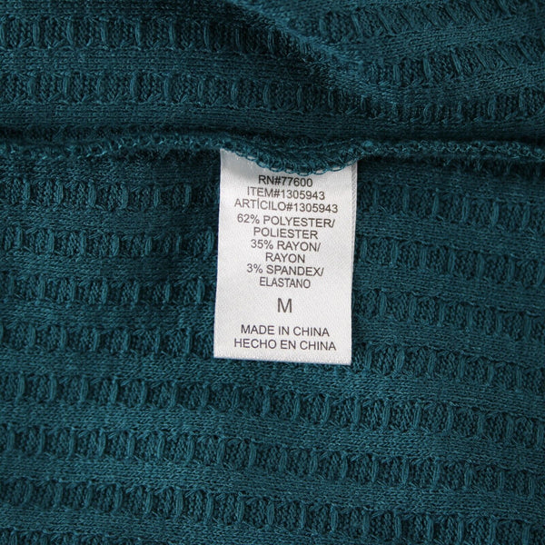 Cha Sor NEW Lush Sz M Teal Blue Long Sleeve Button Detail Poly Rayon Top