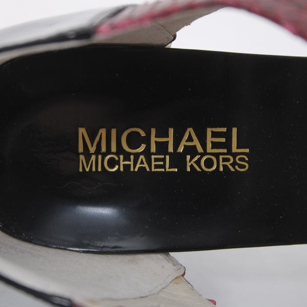 Michael Kors Heels Sz 9.5 M Burgundy Red Black Reptile Leather 4" Heels