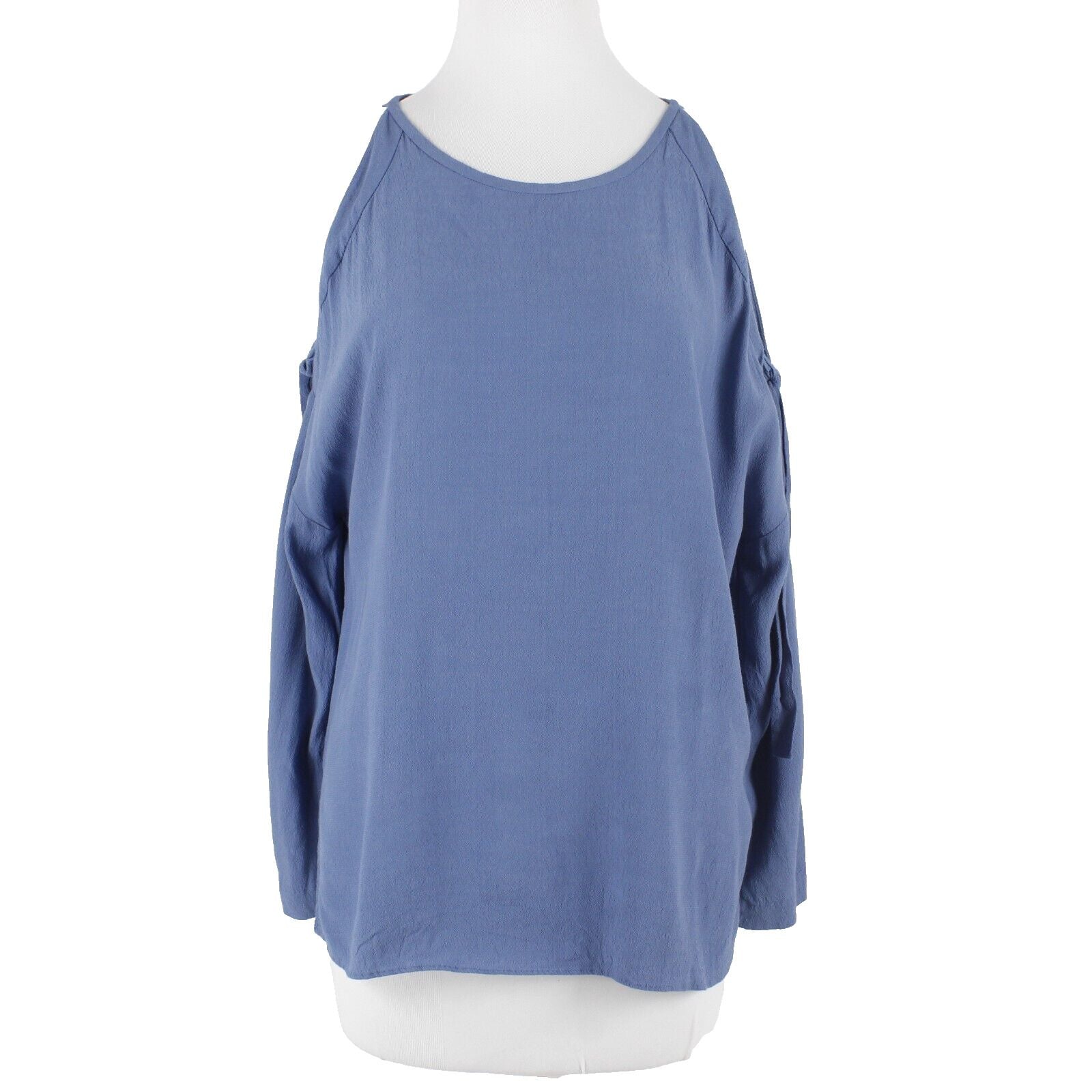 1 State Sz M Blue Cold Shoulder Bow Ties Hi Lo 100% Rayon Top