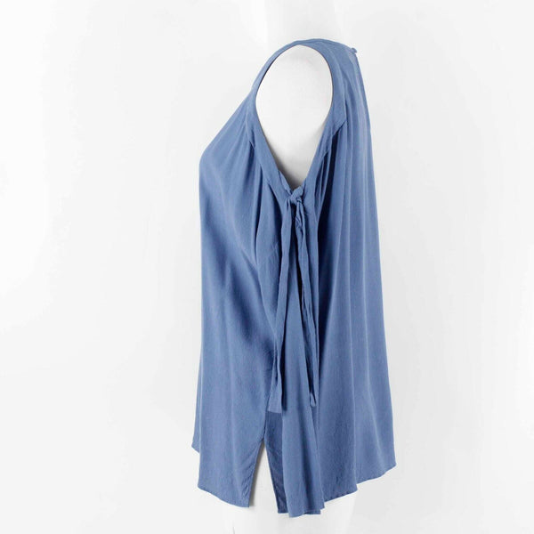 1 State Sz M Blue Cold Shoulder Bow Ties Hi Lo 100% Rayon Top