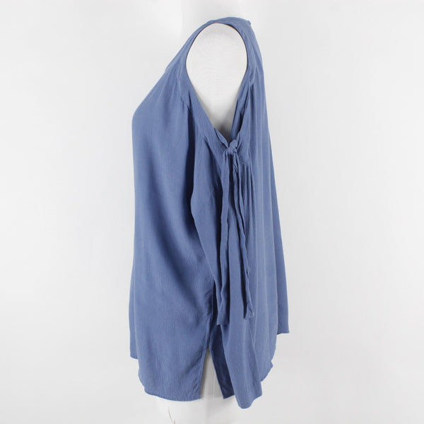 1 State Sz M Blue Cold Shoulder Bow Ties Hi Lo 100% Rayon Top