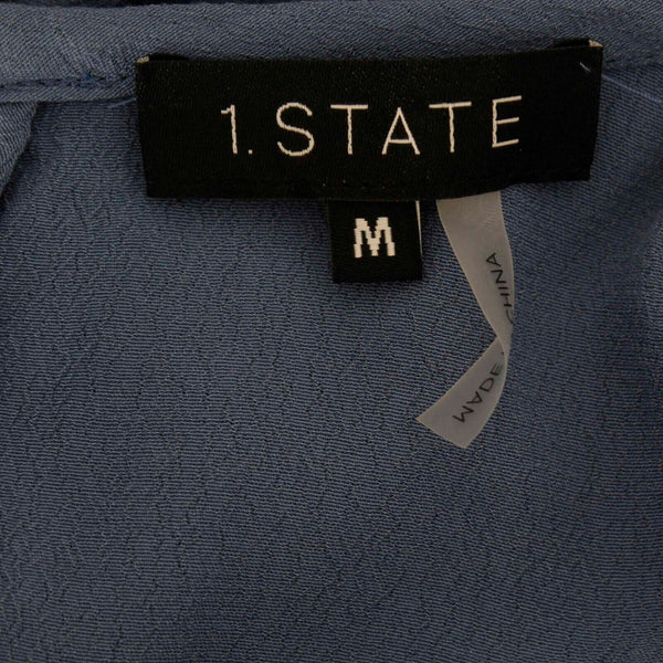 1 State Sz M Blue Cold Shoulder Bow Ties Hi Lo 100% Rayon Top