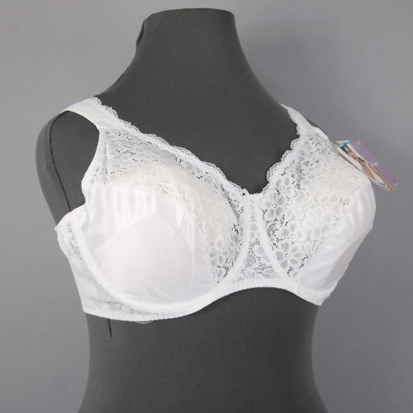 Playtex Bra NEW $25 Sz 48C White Lace Wired Unpadded 100% Polyester Bra