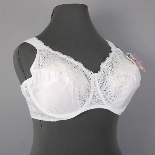 Playtex Bra NEW $25 Sz 48C White Lace Wired Unpadded 100% Polyester Bra