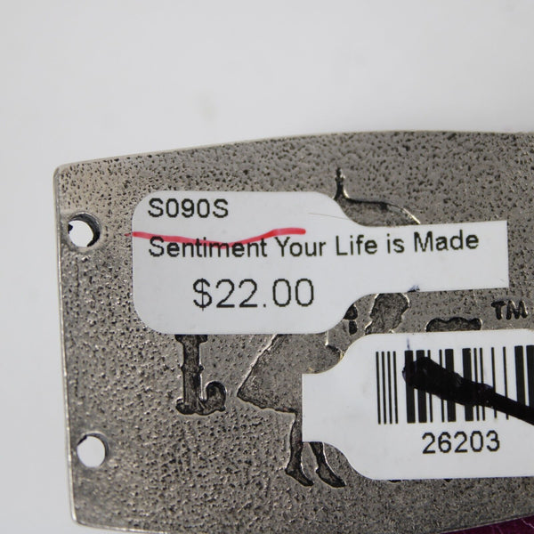 Purple Silver Sentimental Quotes 2 Changable Plates Leather Boho Bracelet