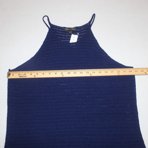 Banana Republic Dress NEW $140 Sz XL Navy Blue Open Knit UnLined Cotton Spandex
