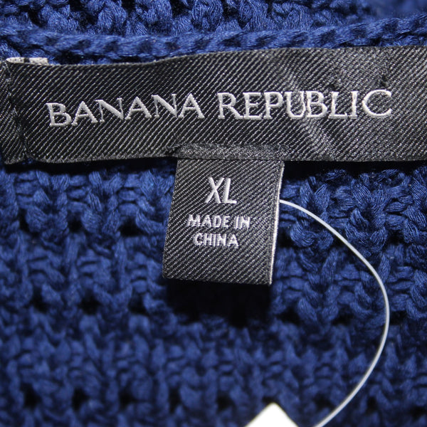 Banana Republic Dress NEW $140 Sz XL Navy Blue Open Knit UnLined Cotton Spandex
