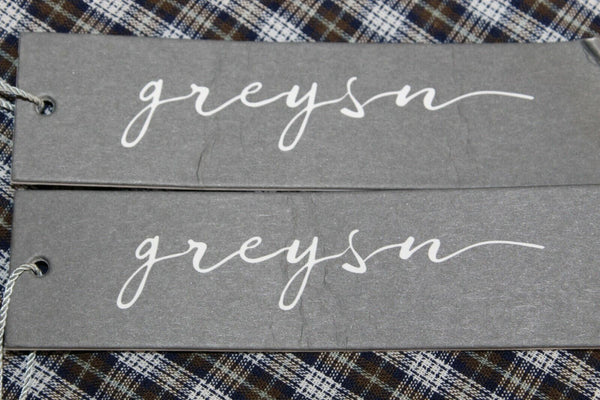 Greyson NEW $313 Sz S White Olive Navy Plaid Cotton Blend Trend Top