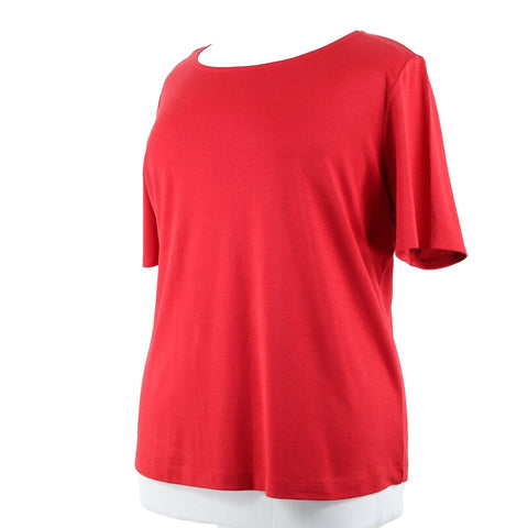 Ellen Tracy NEW $228 Sz 1X Paprika Red Short Sleeve Silk Spandex Top