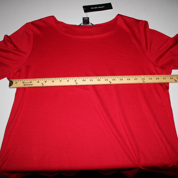 Ellen Tracy NEW $228 Sz 1X Paprika Red Short Sleeve Silk Spandex Top