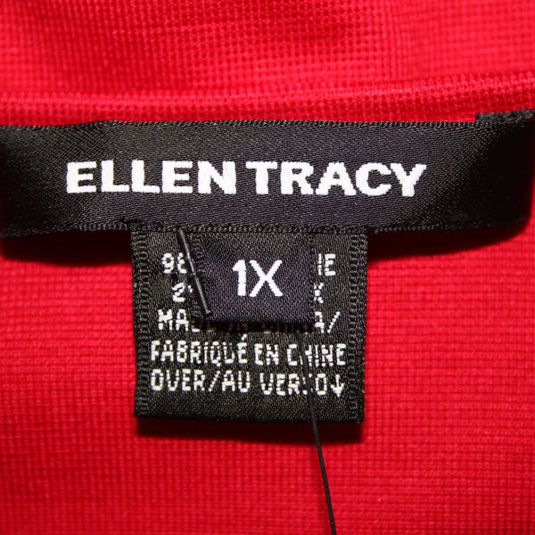 Ellen Tracy NEW $228 Sz 1X Paprika Red Short Sleeve Silk Spandex Top