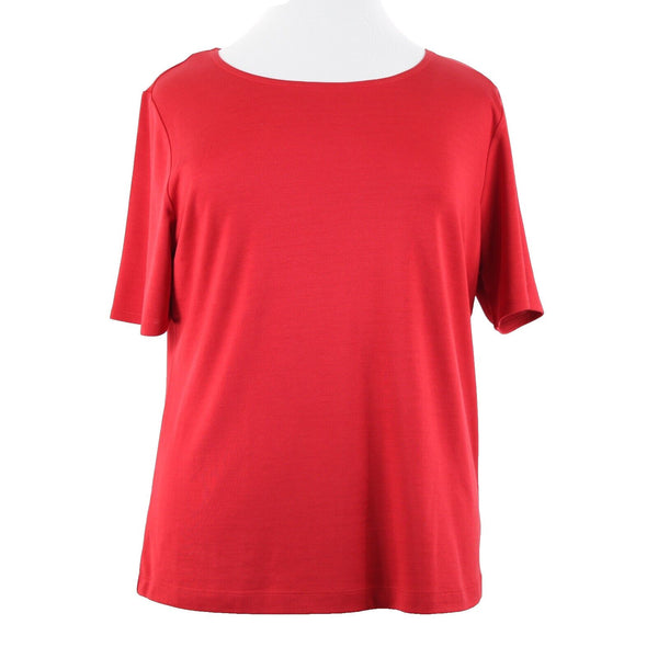 Ellen Tracy NEW $228 Sz 1X Paprika Red Short Sleeve Silk Spandex Top