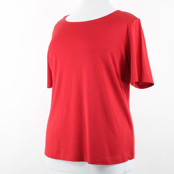 Ellen Tracy NEW $228 Sz 1X Paprika Red Short Sleeve Silk Spandex Top