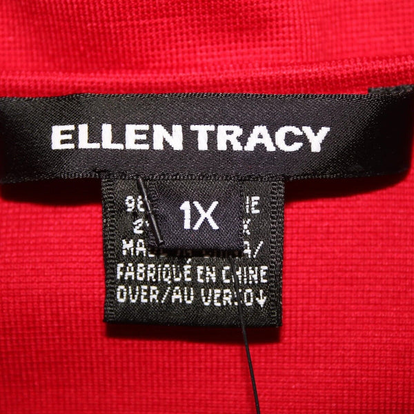 Ellen Tracy NEW $228 Sz 1X Paprika Red Short Sleeve Silk Spandex Top