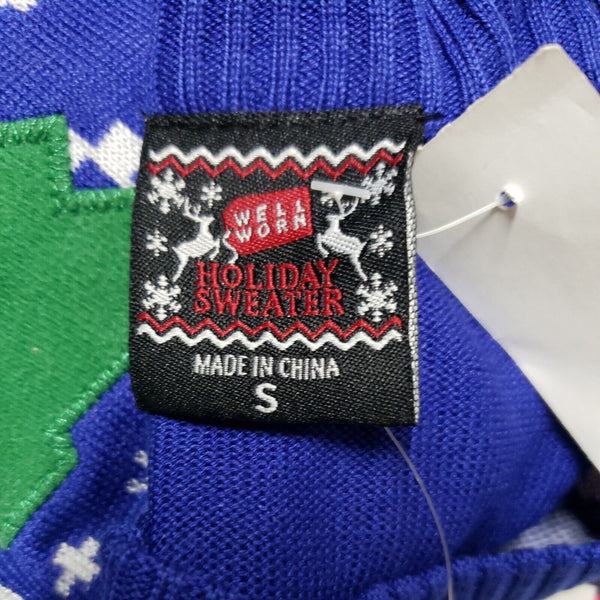 Well Worn Sz S New Holiday Hook Latch Ornaments Blue Multi Acrylic Sweater