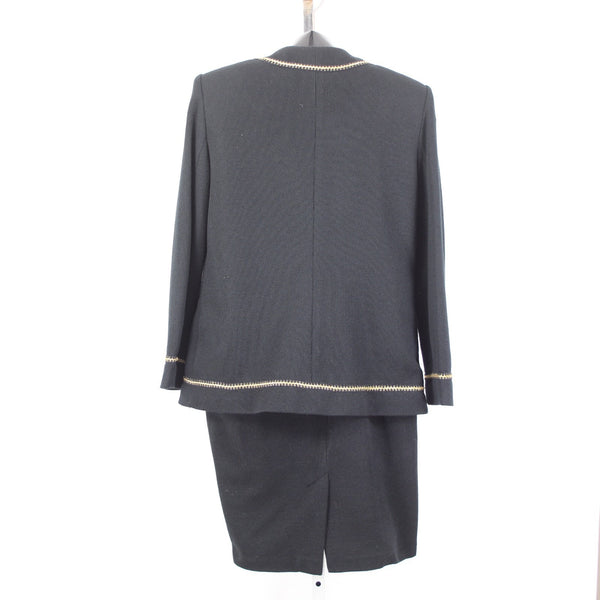 Charles Glueck Skirt Jacket Set Focus 2000 Sz 8 Black Gold Acrylic Polyestr Suit